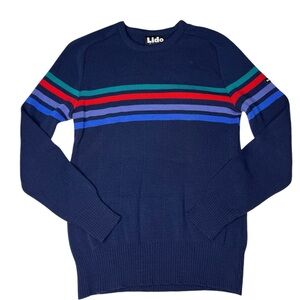 Lido Vintage 100% Wool Striped Navy Sweater Women’s Large